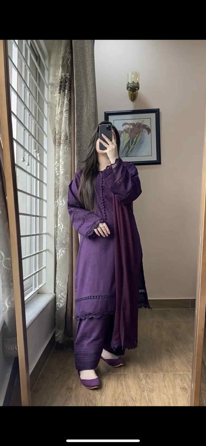 2 Stiched 3Pcs Dress