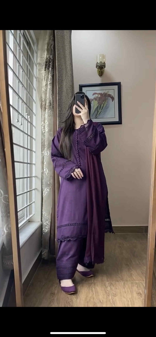 2 Stiched 3Pcs Dress