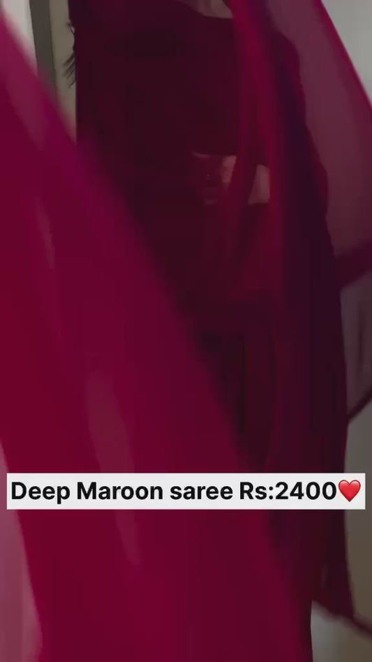 Deep Maroon Saree